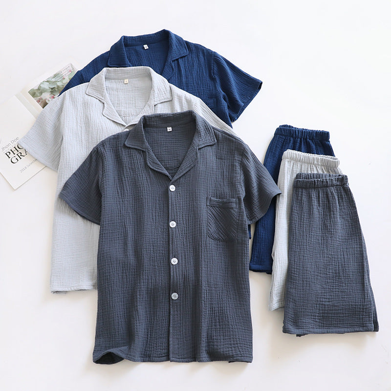 MUJI-style japonais-héritage Crepe à manches courtes Pajama Set avec shorts