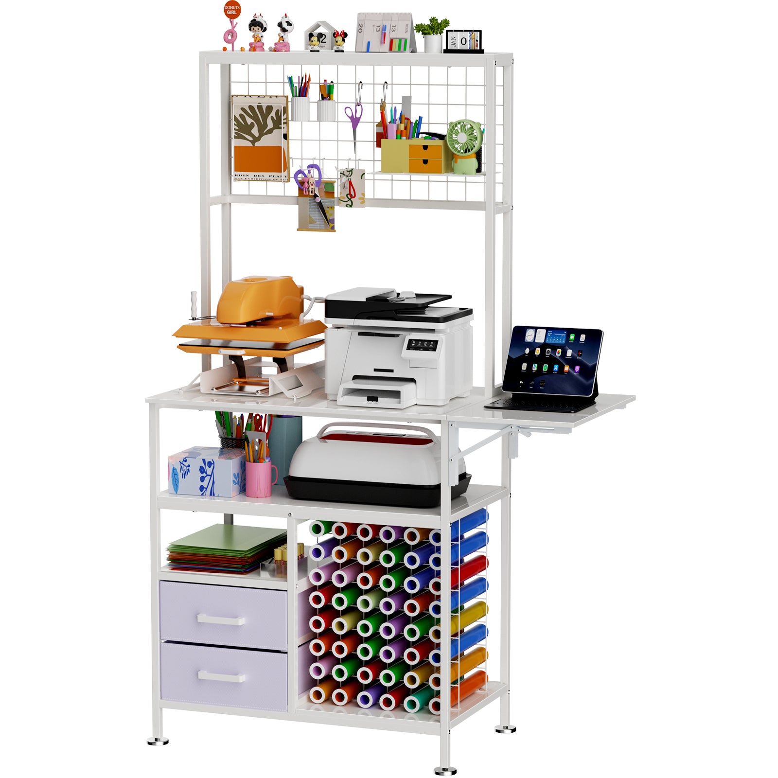 Grande table de pression thermique pliable avec stockage