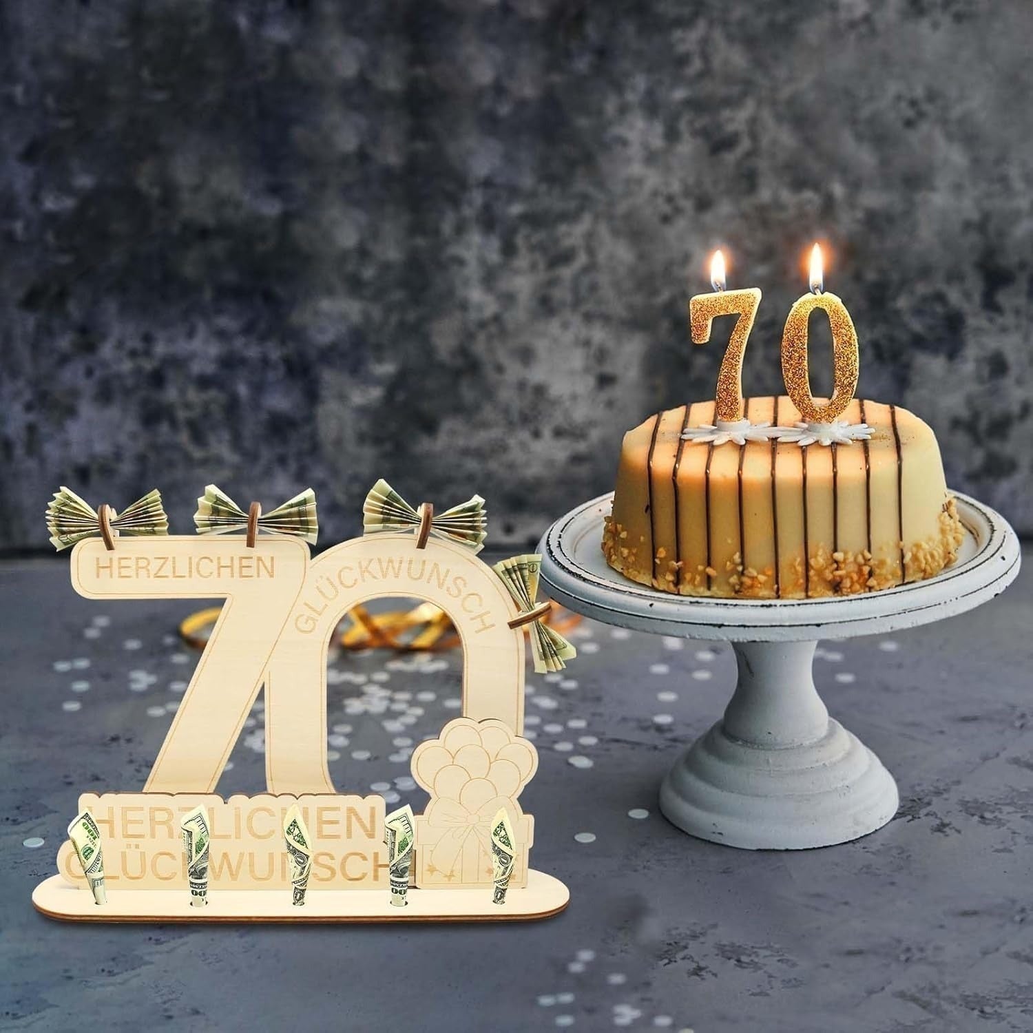Ornement d'anniversaire en bois - Une pièce décorative élégante à accrocher pour les célébrations