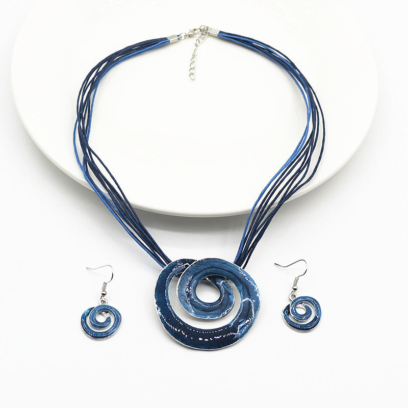 Wax ligne peinture géométrique court collier boucles d'oreilles ensemble