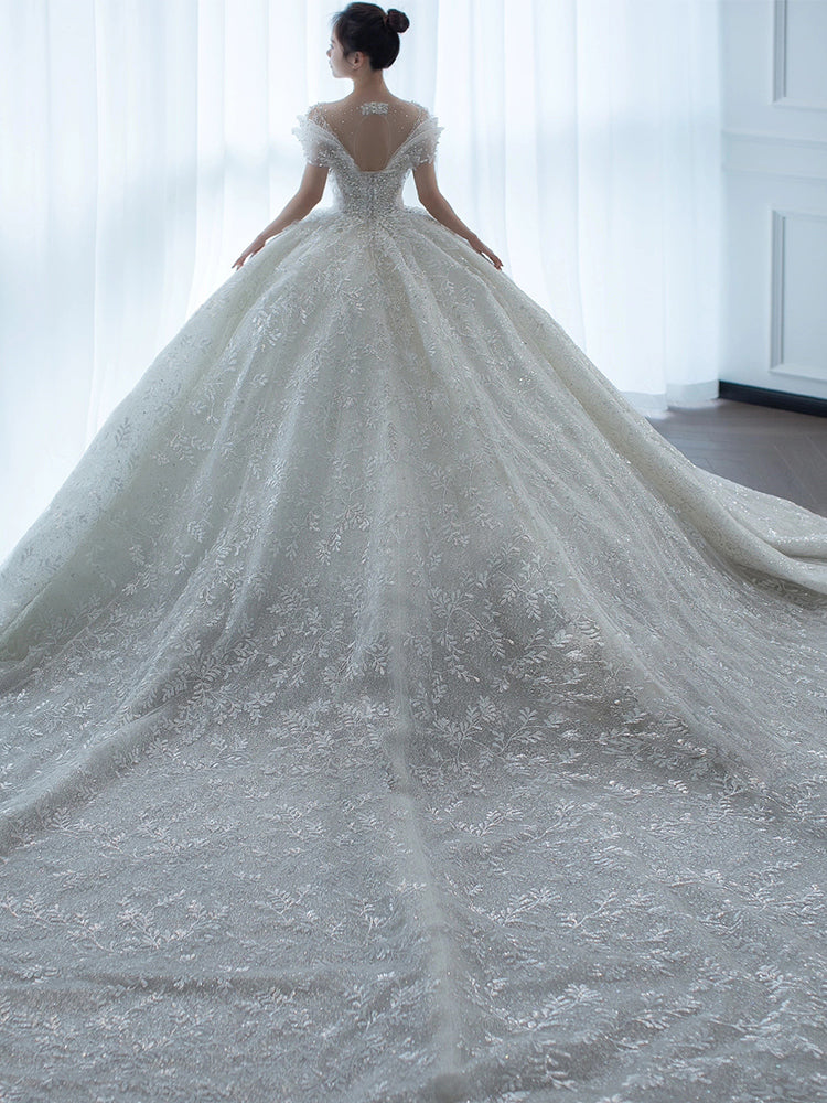 Robe de mariée principale française hors épaule