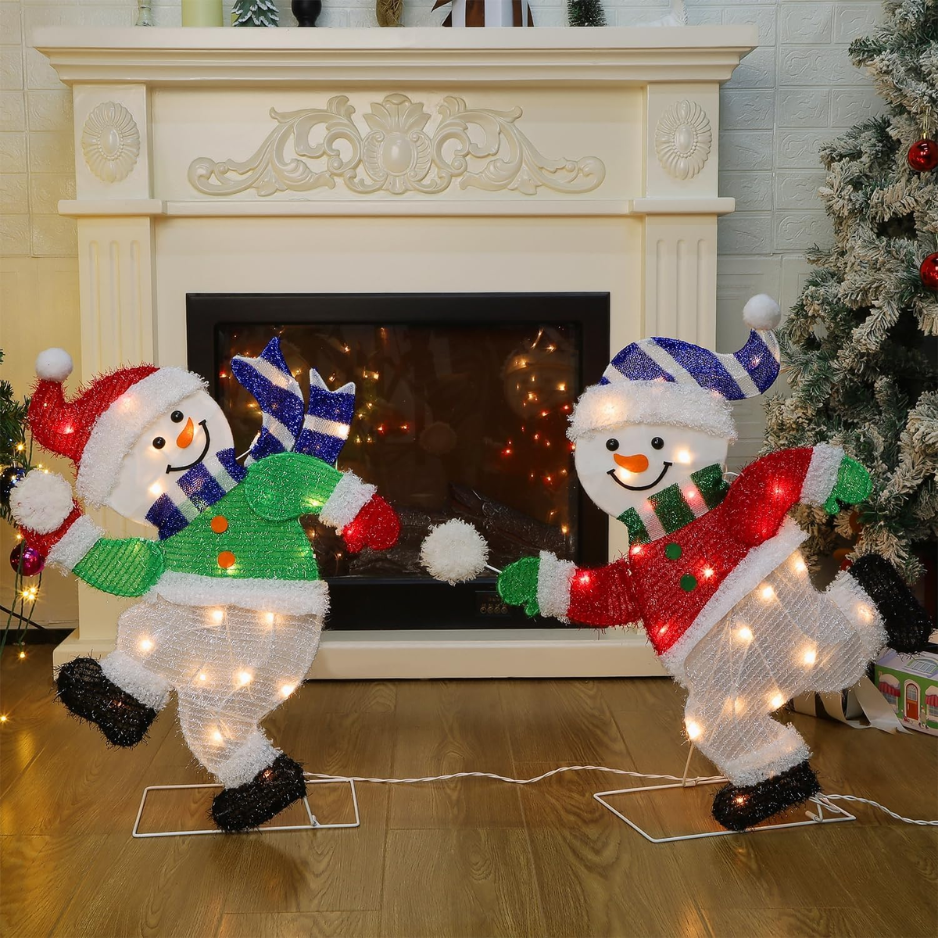 Set de 2 Décorations de Noël pour Snowmen Lighted