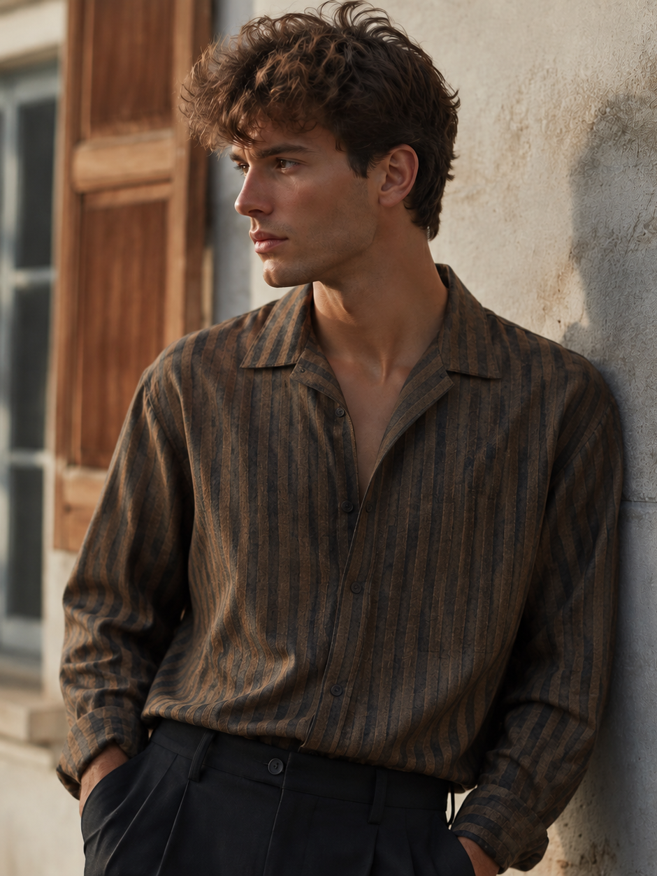 Chemise à manches longues surdimensionnées à bande verticale