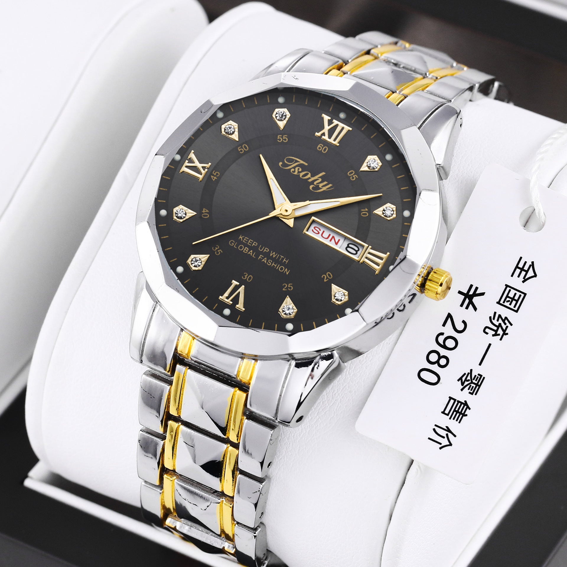 Montre Quartz Double Calendrier Hommes Lumineux