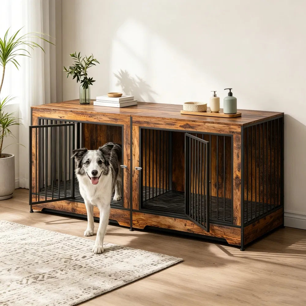 Meubles de caisse pour chiens avec séparateur réglable
