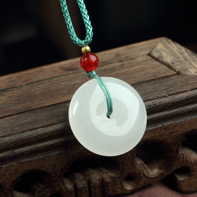 Xinjiang Platinum Silk Jade Pendentif Jade blanc naturel Safe Buckle Bamboo Section No-good