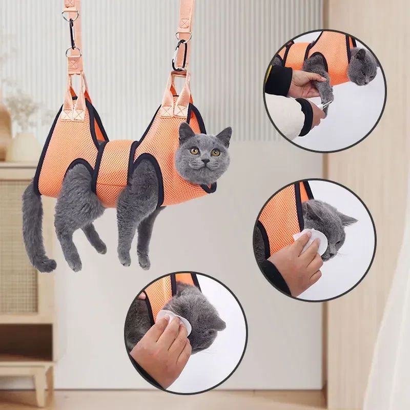Cat Grooming Nail coupe anti égratignure Bite sac fixe Baignoire Étrier sac de retenue Pet Beau