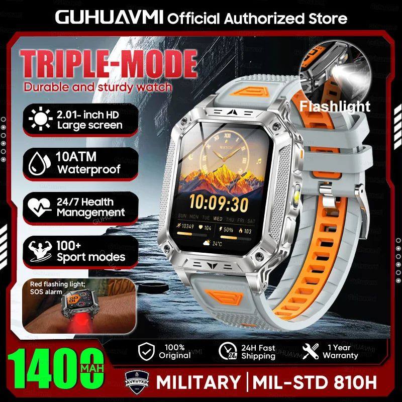 Batterie militaire 1400mAh montre intelligente avec lampe de poche LED