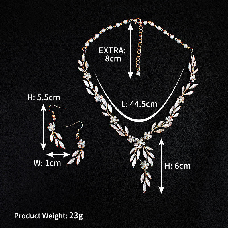 Boucles d'oreilles collier mariage bijoux en alliage trois pièces jeu de mariée européenne et américaine