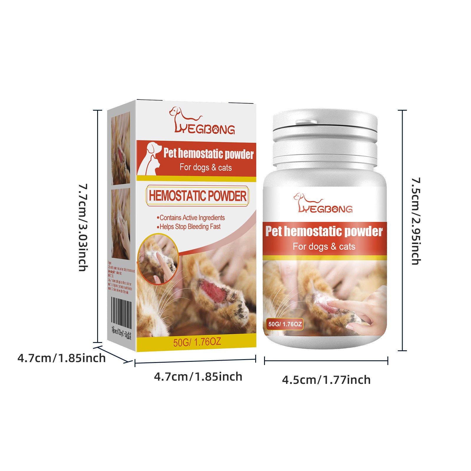 Poudre hémostatique pour animaux de compagnie