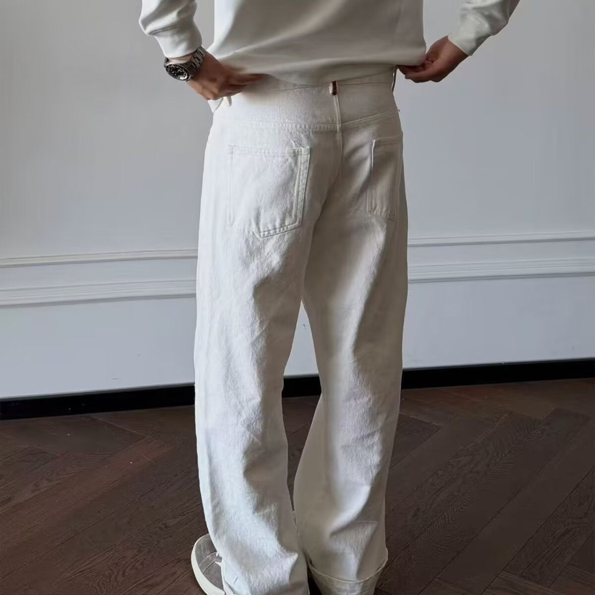 Pantalons à pattes droites à taille élevée