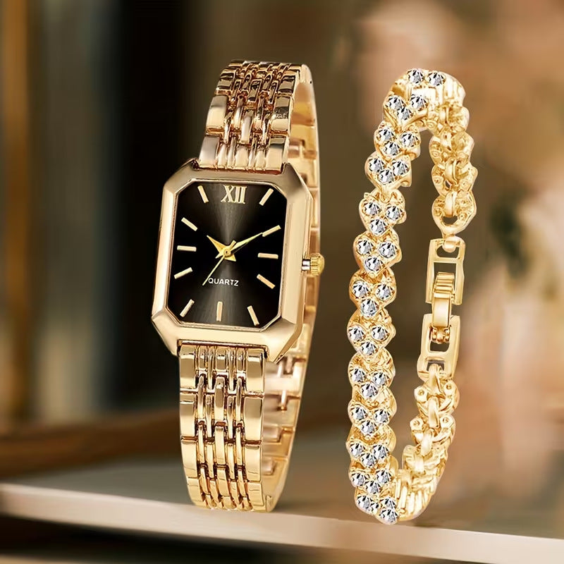 Ensemble de montres à quartz de forme carrée pour femmes