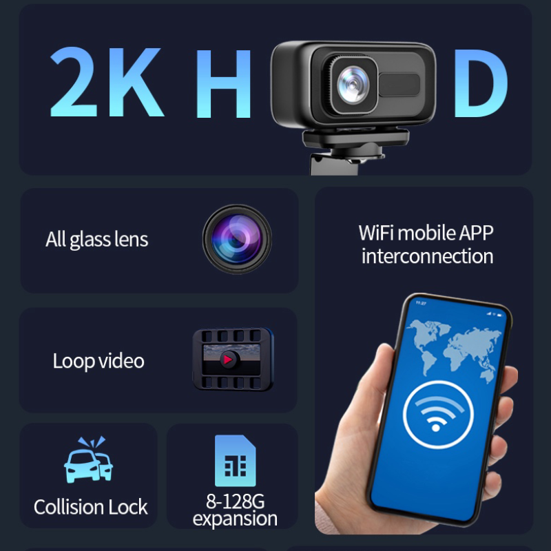 2K Moto Dash Cam Outdoor Riding Caméra de sport étanche pour vélos électriques