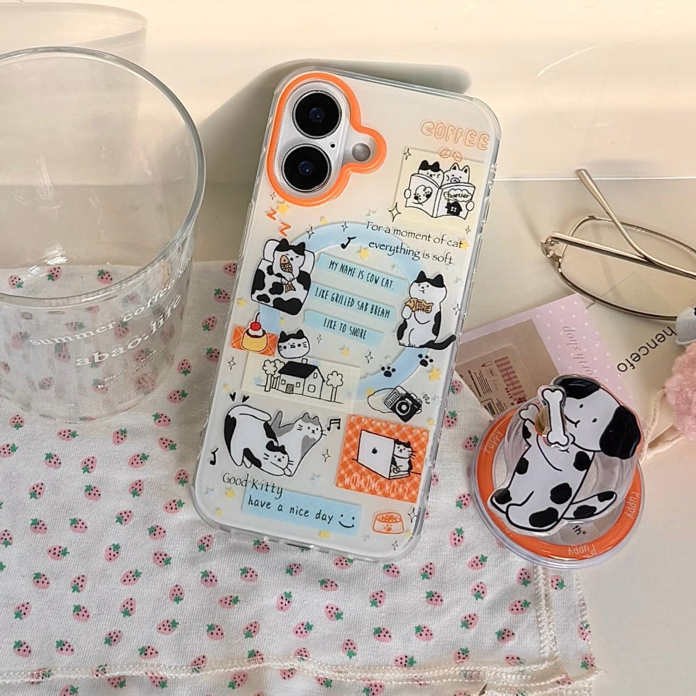 Boite de téléphone de dessin animé pour chats et chiens tachetés