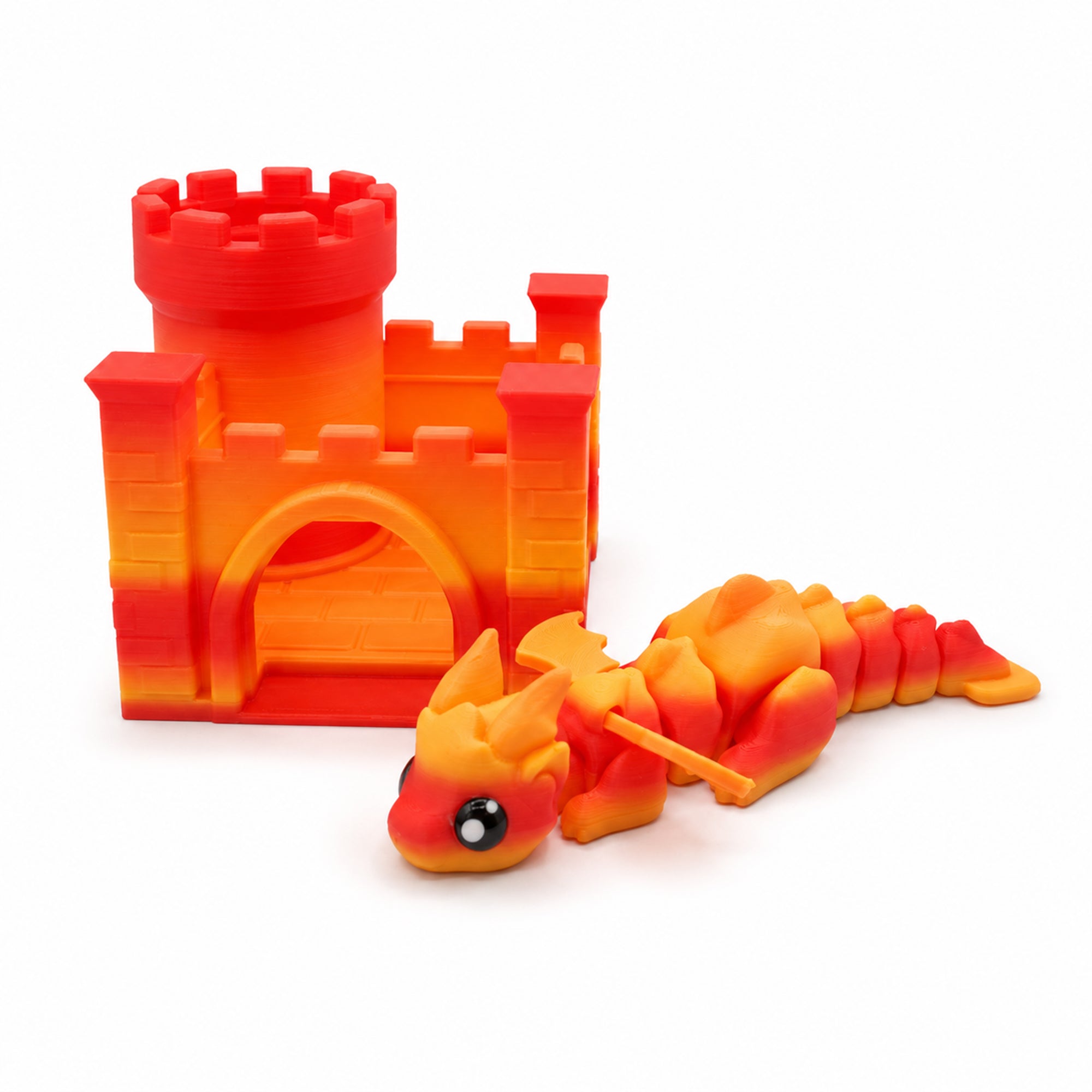 3D Imprimé Movable Joint Fantasy Beast Figurine avec Mini Castle House Bureau flexible ou