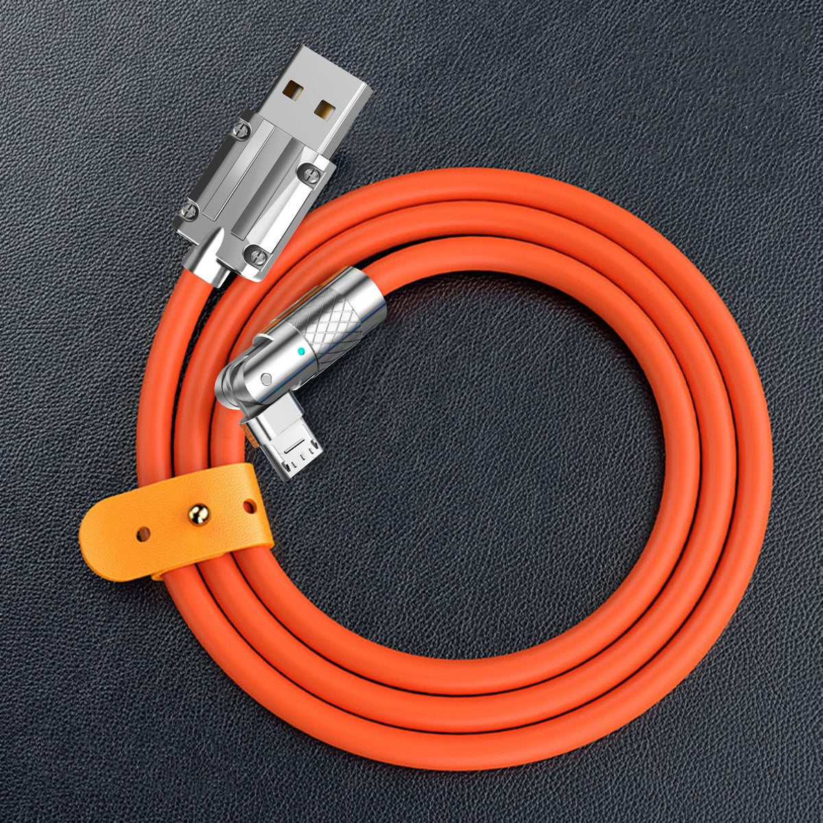 120W Câble de données de charge rapide 180 degrés Rotary Elbow Zinc Alliage de silicone