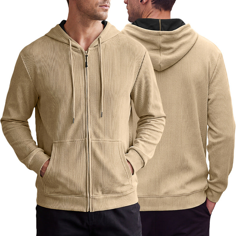 Veste de cardigan à capuche à capuche Jacquard style homme