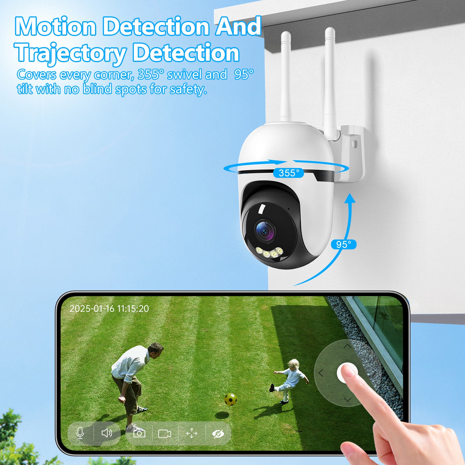 3MP PTZ Sans fil intérieur extérieur Mini caméra CCTV Système de sécurité réseau Caméra Wifi Avec