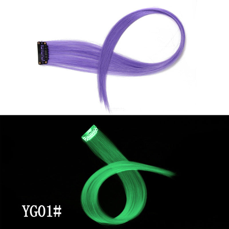 Clip bricolage lumineux - Cheveux lumineux en cheveux sans trace 50 CM couleur arc-en-ciel