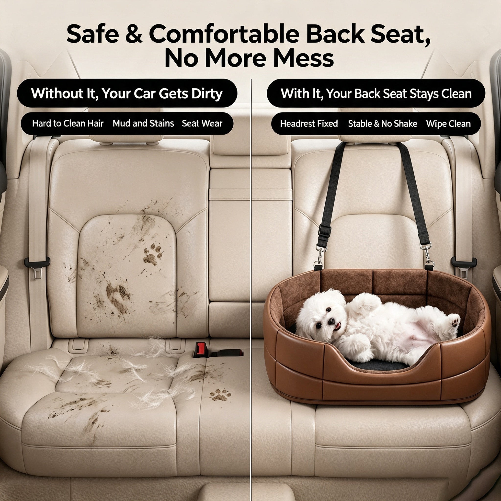 All Season Pet Bed Dog Siège de voiture Lit Protecteur de siège de voiture pour chiens Anti Dirty Pet Car S