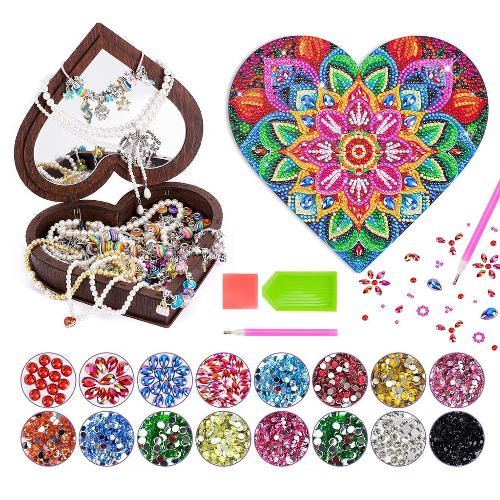 Boîte à bijoux DIY Diamond Heart – Kit d'artisanat créatif pour un bijou en forme de cœur sur mesure