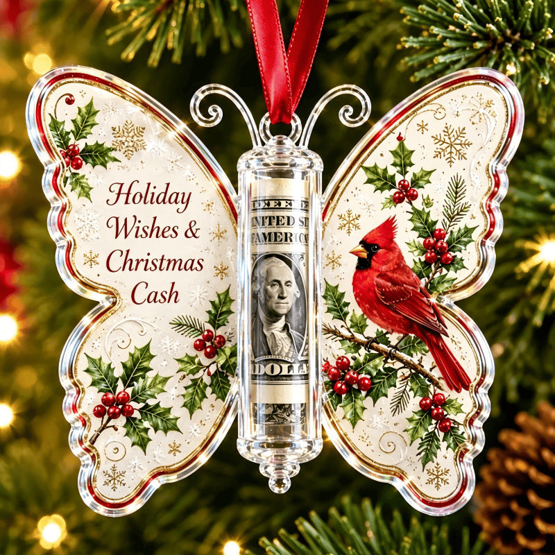 Ornement cadeau en espèces de Noël papillon