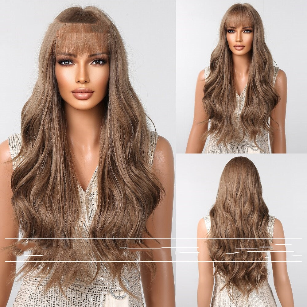 Perruque cheveux longs naturel droit Bangs Big Wave