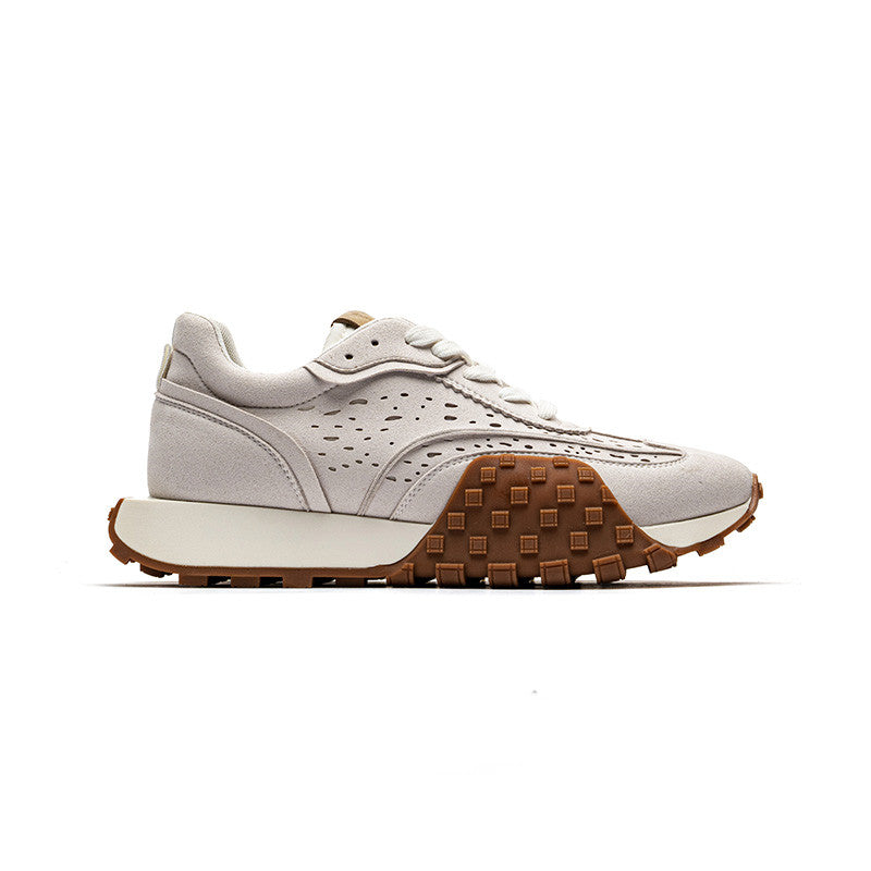 Retro Niche Sneakers de blocage de couleur casuale de jogging à fond épais