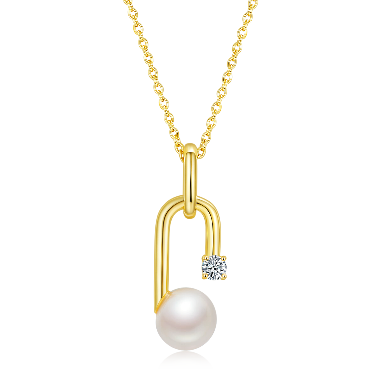 S925 Argent Sterling Collier naturel de perles d'eau douce 45cm U-Shape Design géométrique 3 Col