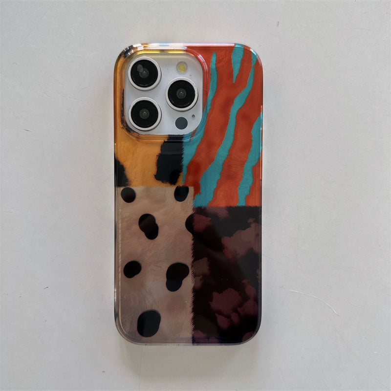 Cas de téléphone imprimé léopard en mosaïque coloré