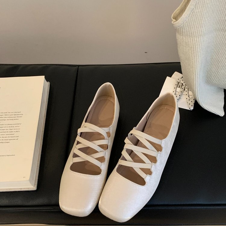 Souple Soled simple chaussure pour femmes article avec jupe Automne Coréen Version Ballet Style Bean F