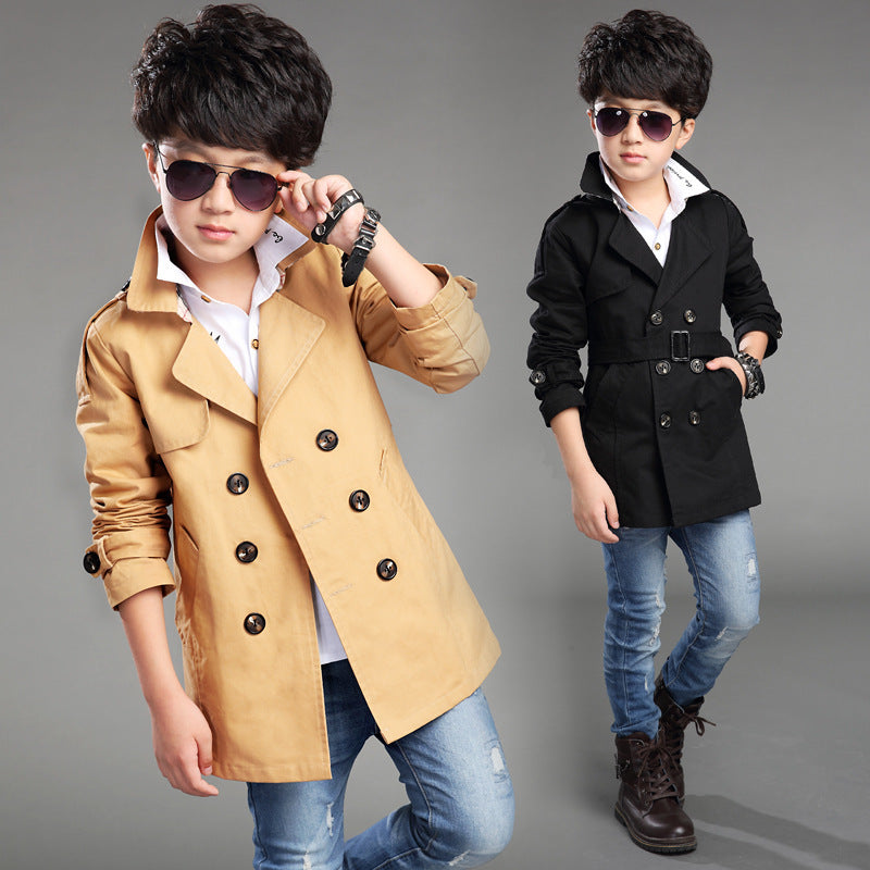Mid-long Trend Casual Trench Coat pour garçons