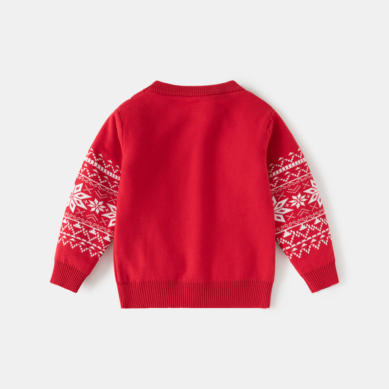 Enfants Pattern de cerf Jacquard Fine Cotton Pull
