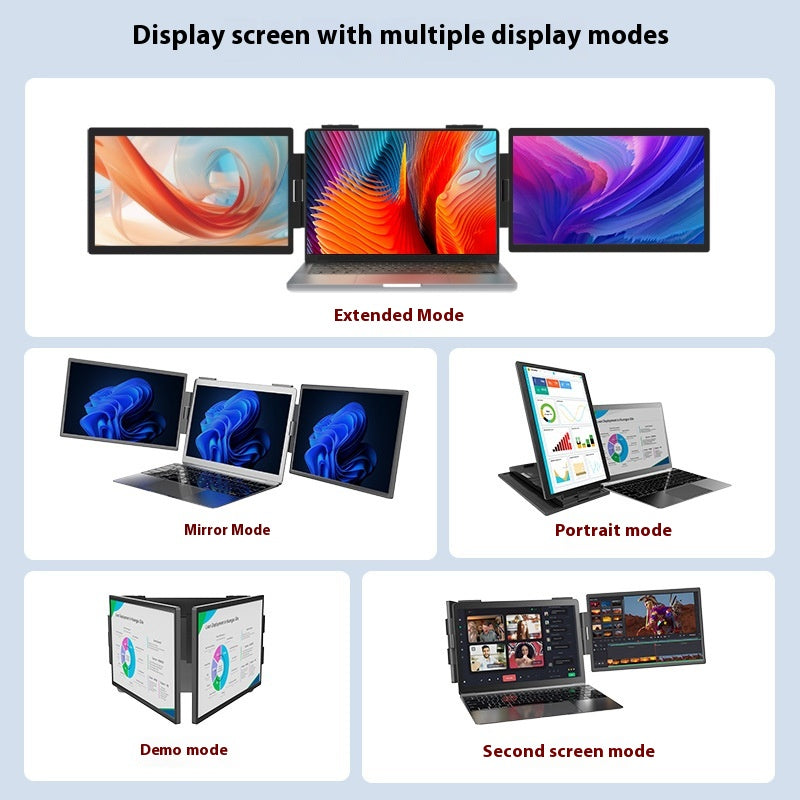 Ordinateur portable à double écran de 14 pouces avec écran externe d'extension mural Du