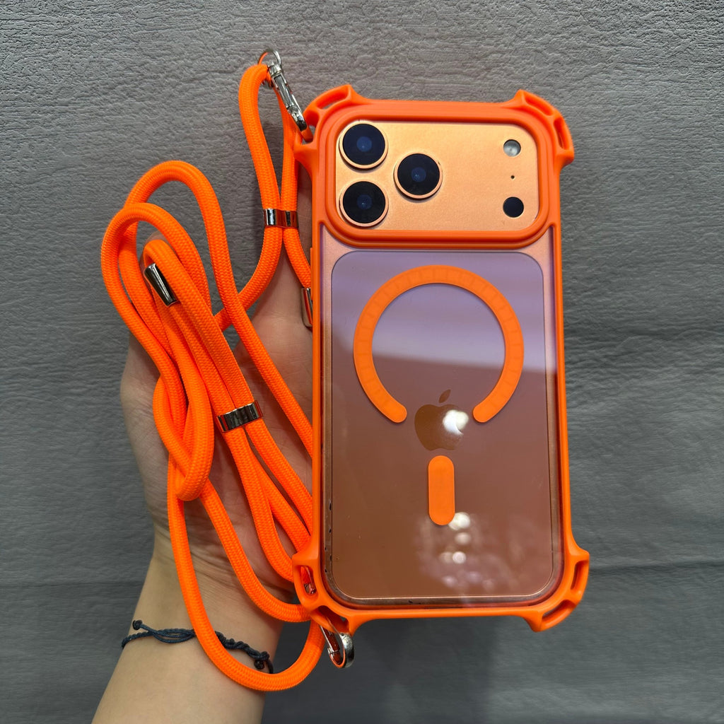 Magnétique Four Corner Drop Housse de téléphone avec une lanière diagonale