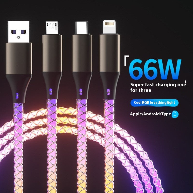 RGB color glowing data cable breathing light gradient PD66W