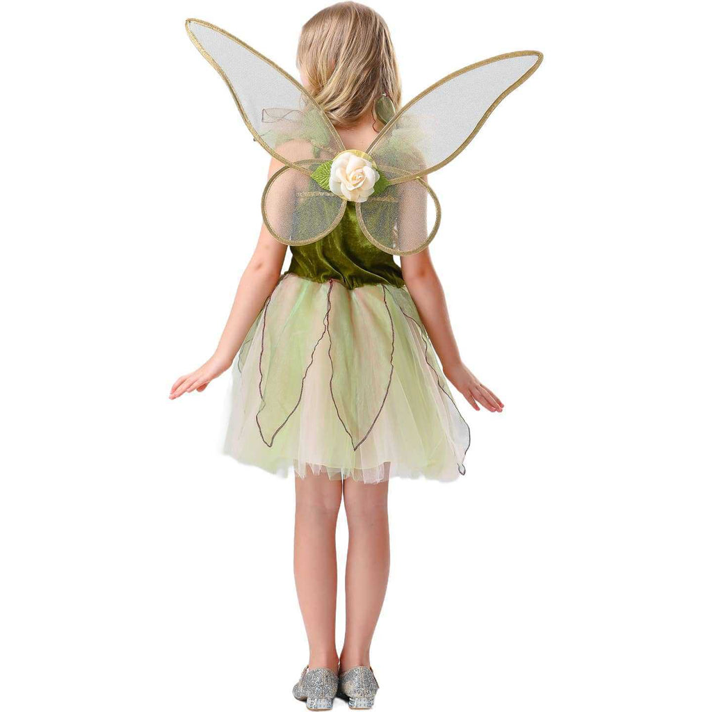 Robe de fée aux fleurs de forêt avec ailes