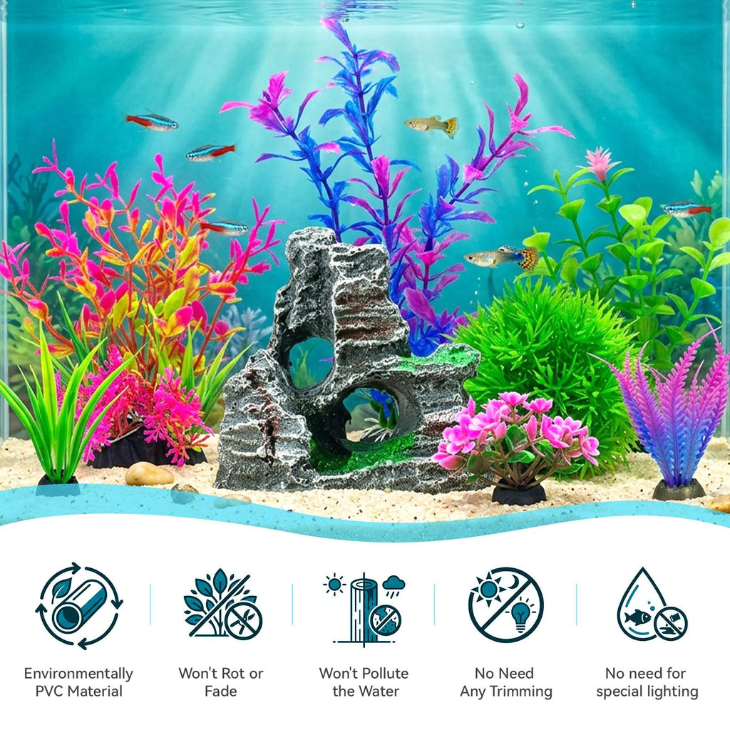 8Pcs Aquarium Decor Set
