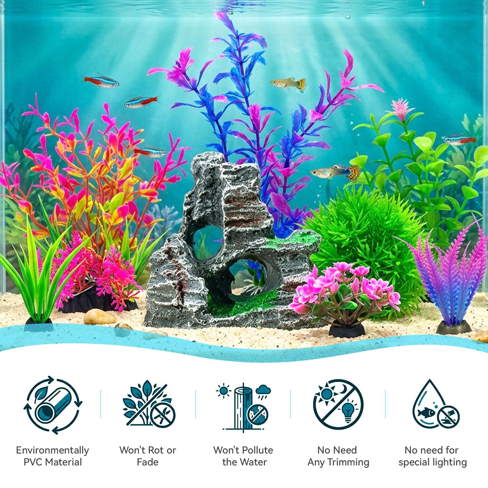 8Pcs Aquarium Decor Set