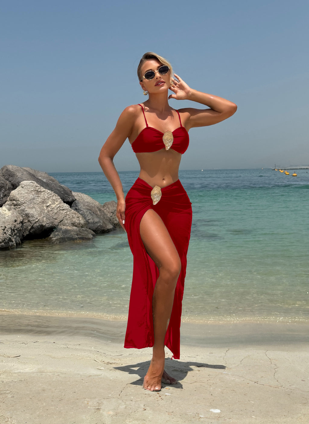 Ensemble de maillots de bain Bandeau métallisé de couleur solide