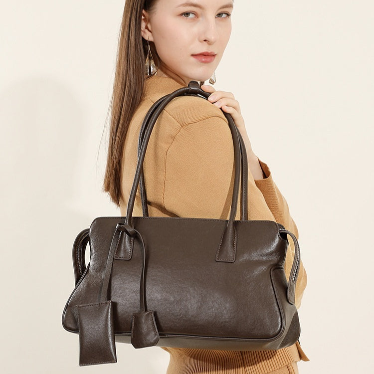 Sac en cuir véritable Niche d'épaule rétro