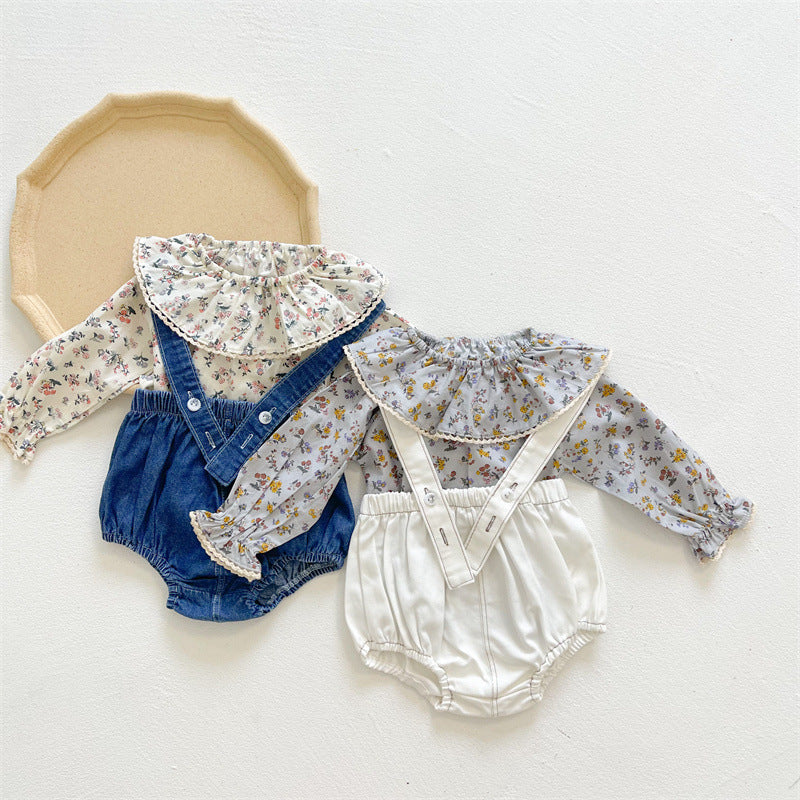 Chemise Lapel Japonaise et Coréenne Sweet Long-Sleeved Autumn Girl Petite Blouse Florale