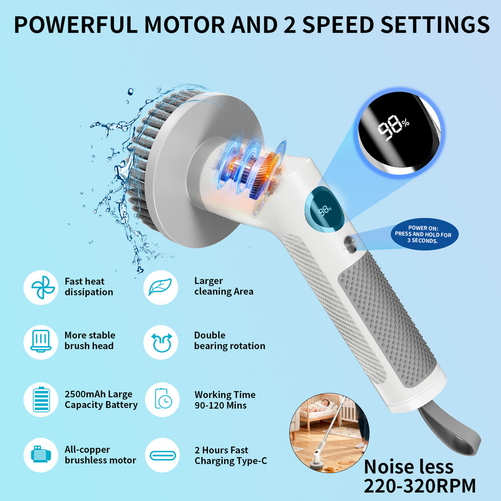 Brosse de nettoyage multifonctionnelle extensible à manches longues