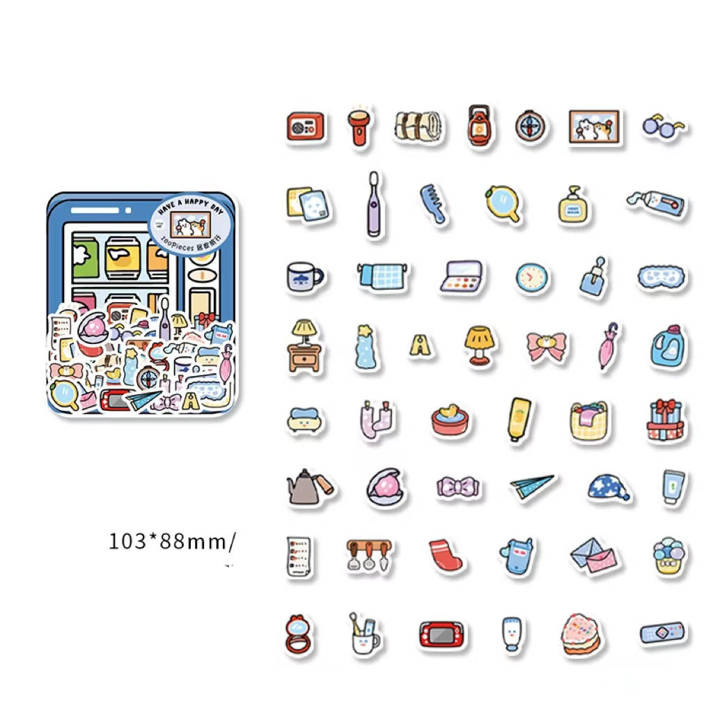 Sticker Pack Little Life Home Series Stickers Tente à main peinte à la main 100 feuilles