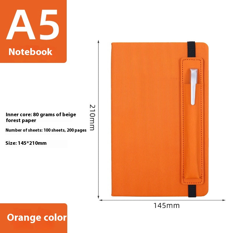 A5 Strap Notebook Pen Insertion Leather Surface
