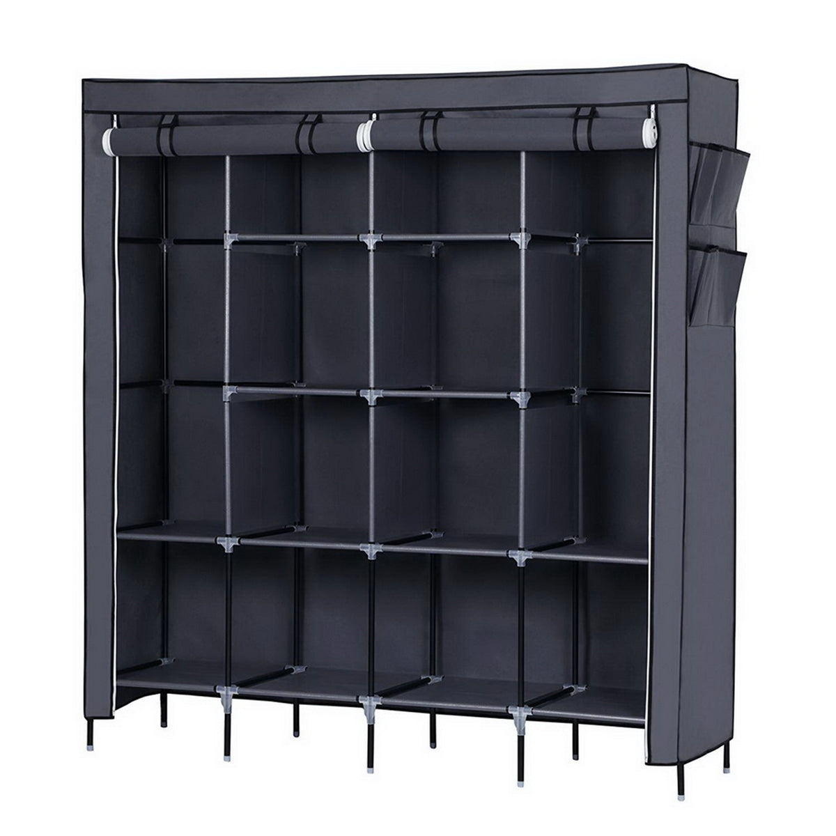Rangement d'armoire portable de 67 pouces Sac de rangement 12 étagères 4 poches latérales Gr