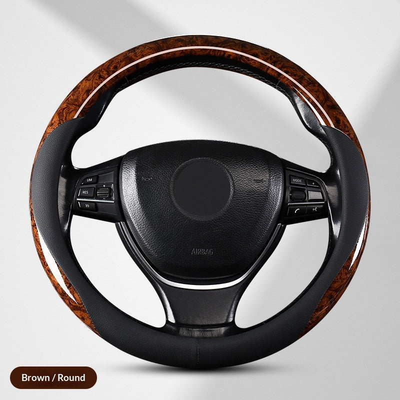 Couverture de volant de voiture Peach Wood Grain All-saison Universal Fit