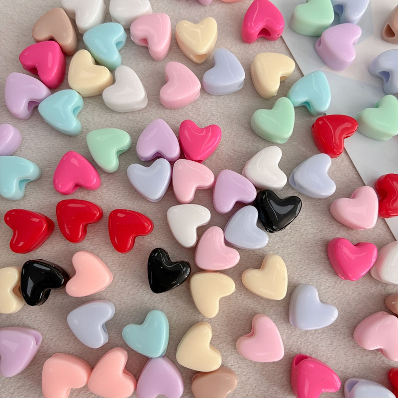 Perles de coeur acrylique couleur solide