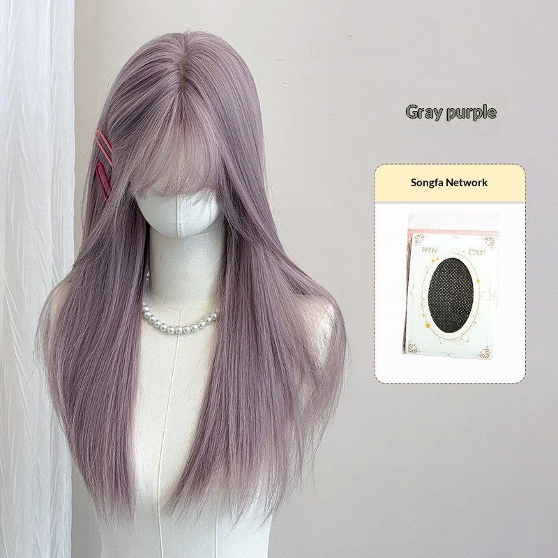 Wig gris-purple pour les femmes Pleine Tête d'oeuvre Internet célèbre
