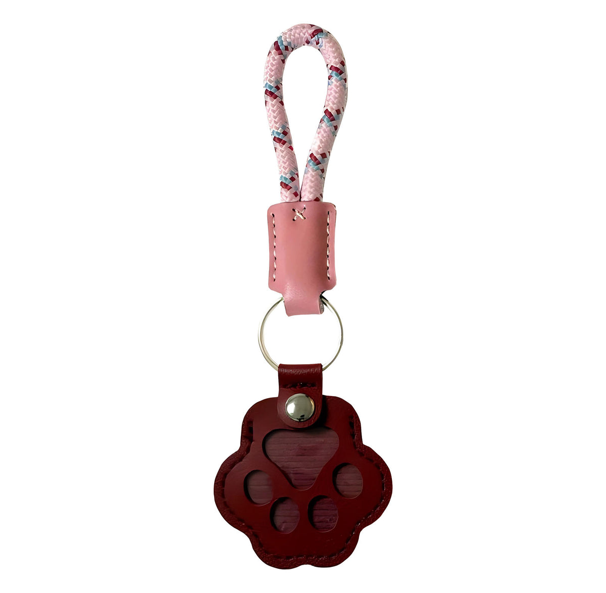 Pet Fur Memory Charm Leather Keychain Holds Dog Cat Hair Paw-Shaped Design Memorial